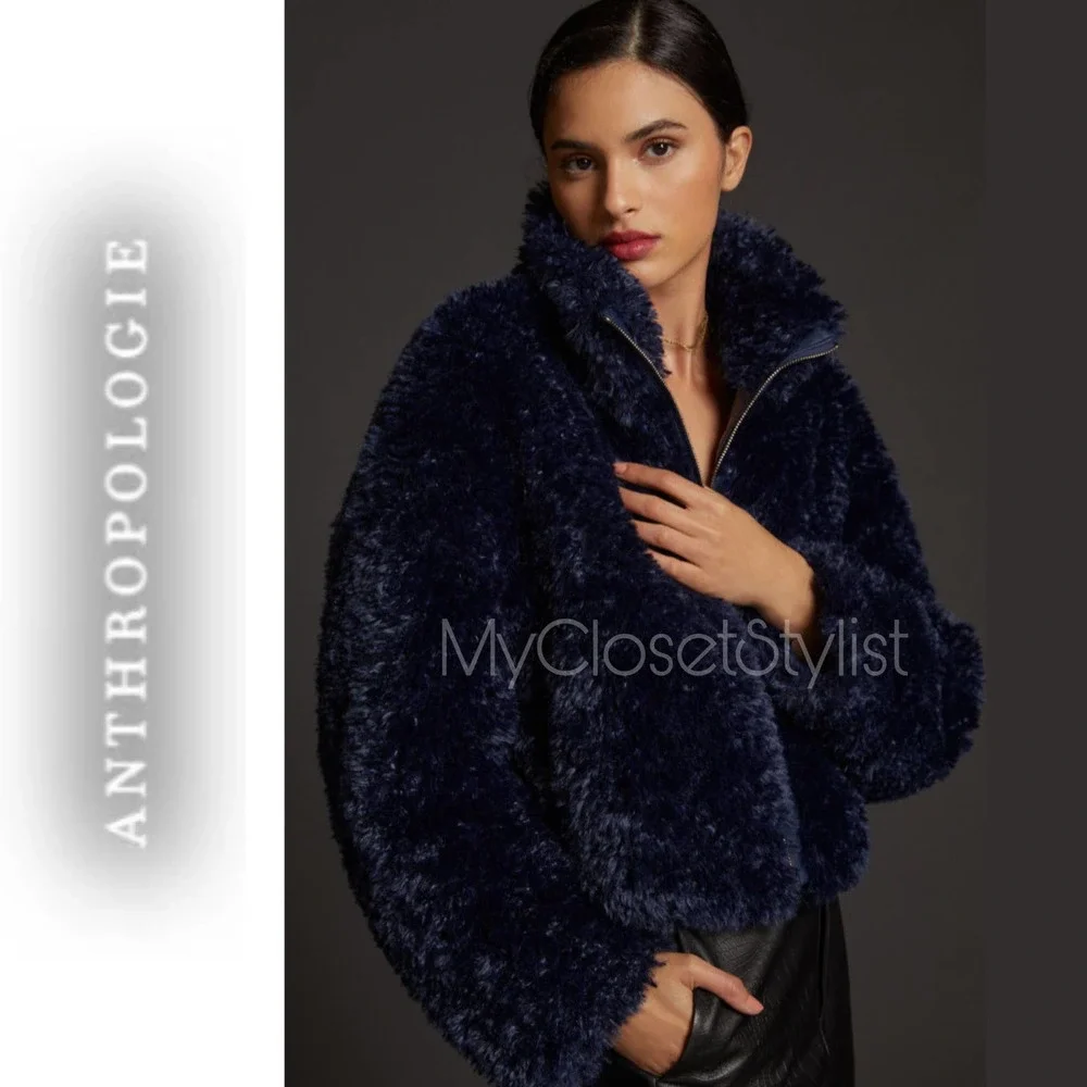Anthropologie Faux Fur Zip Coat Festival Jacket NWT M Casual Formal Dress Topper